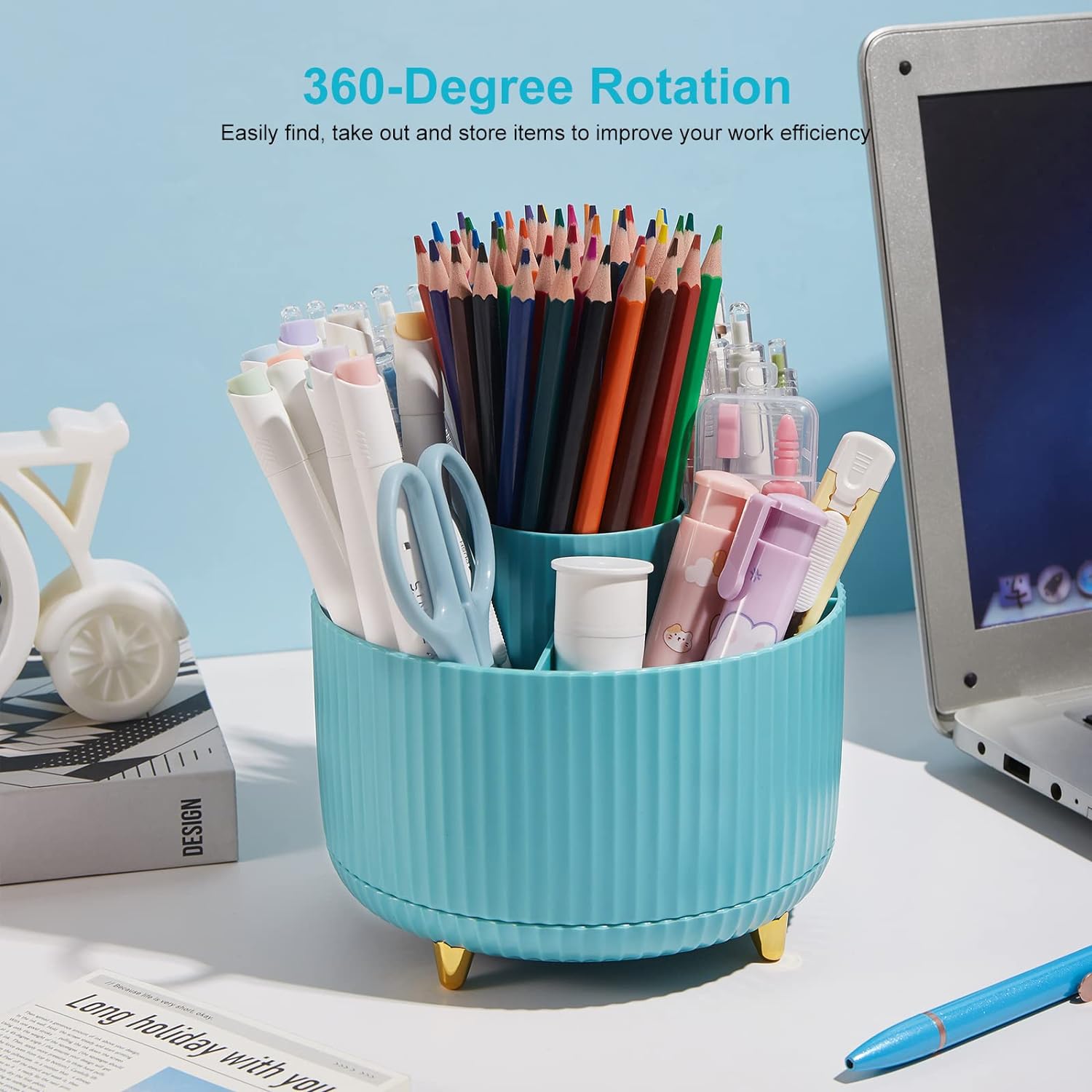 Desk Pencil Pen Holder, Rotating Desk Pen Organizers for Desk, Desktop Storage, Stationery Supplies for Office, School, Home -5 Slots Desk Pencil Pen Holder, Rotating Desk Pen Organizers for Desk, Desktop Storage, Stationery Supplies for Office, School, Home -5 Slots